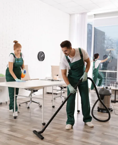 A professional cleaner at work in a home