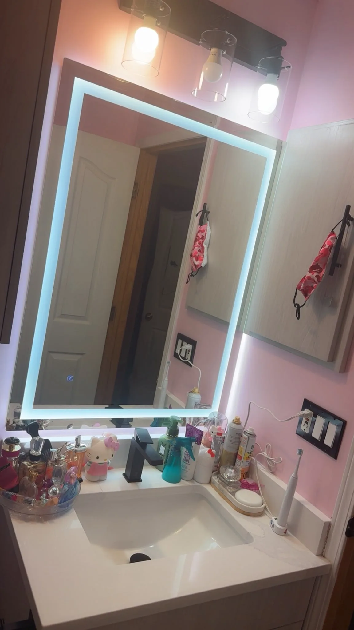 Bathroom counter cleaning before and after, after