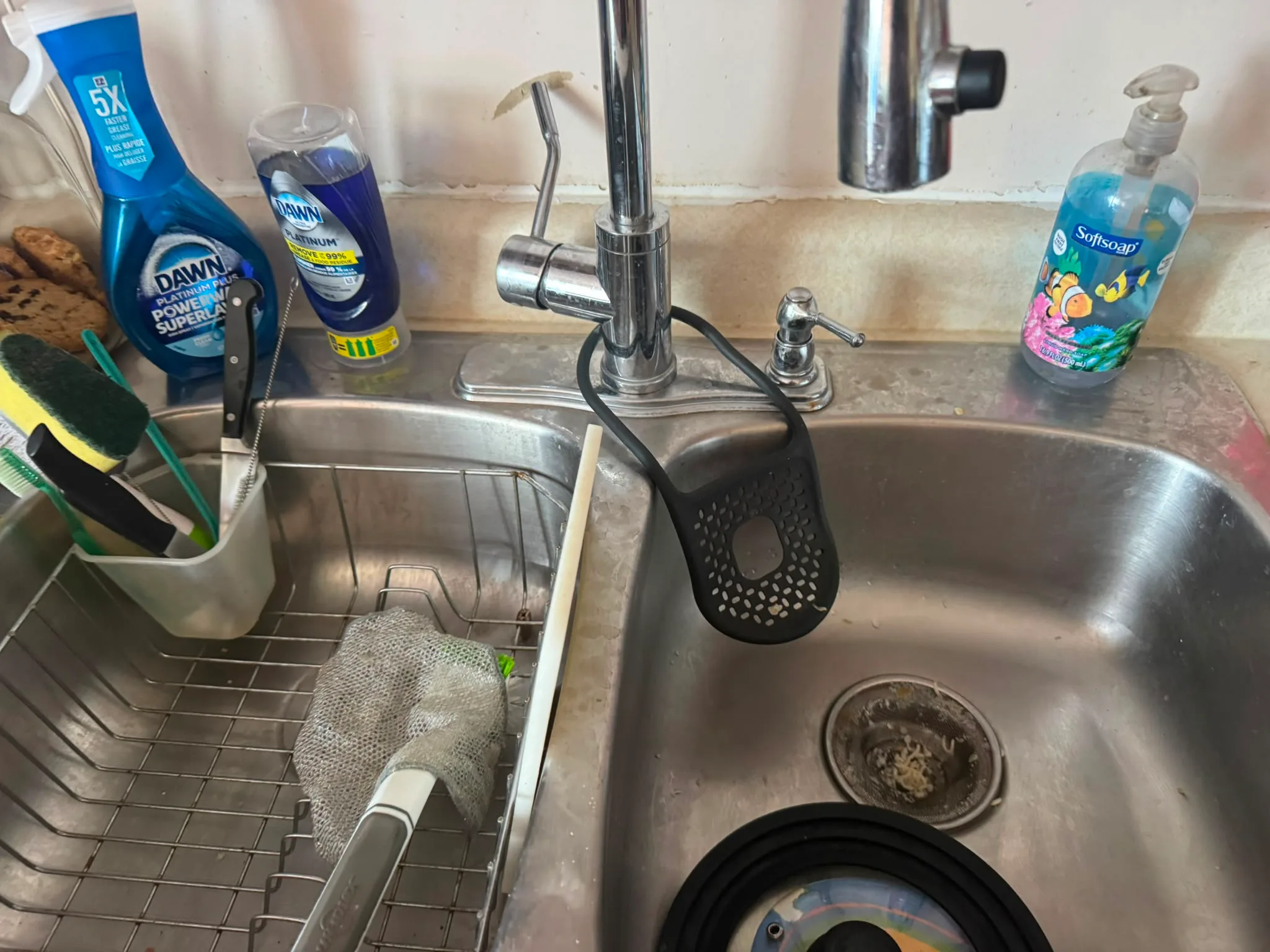 Kitchen sink cleaning before and after, before