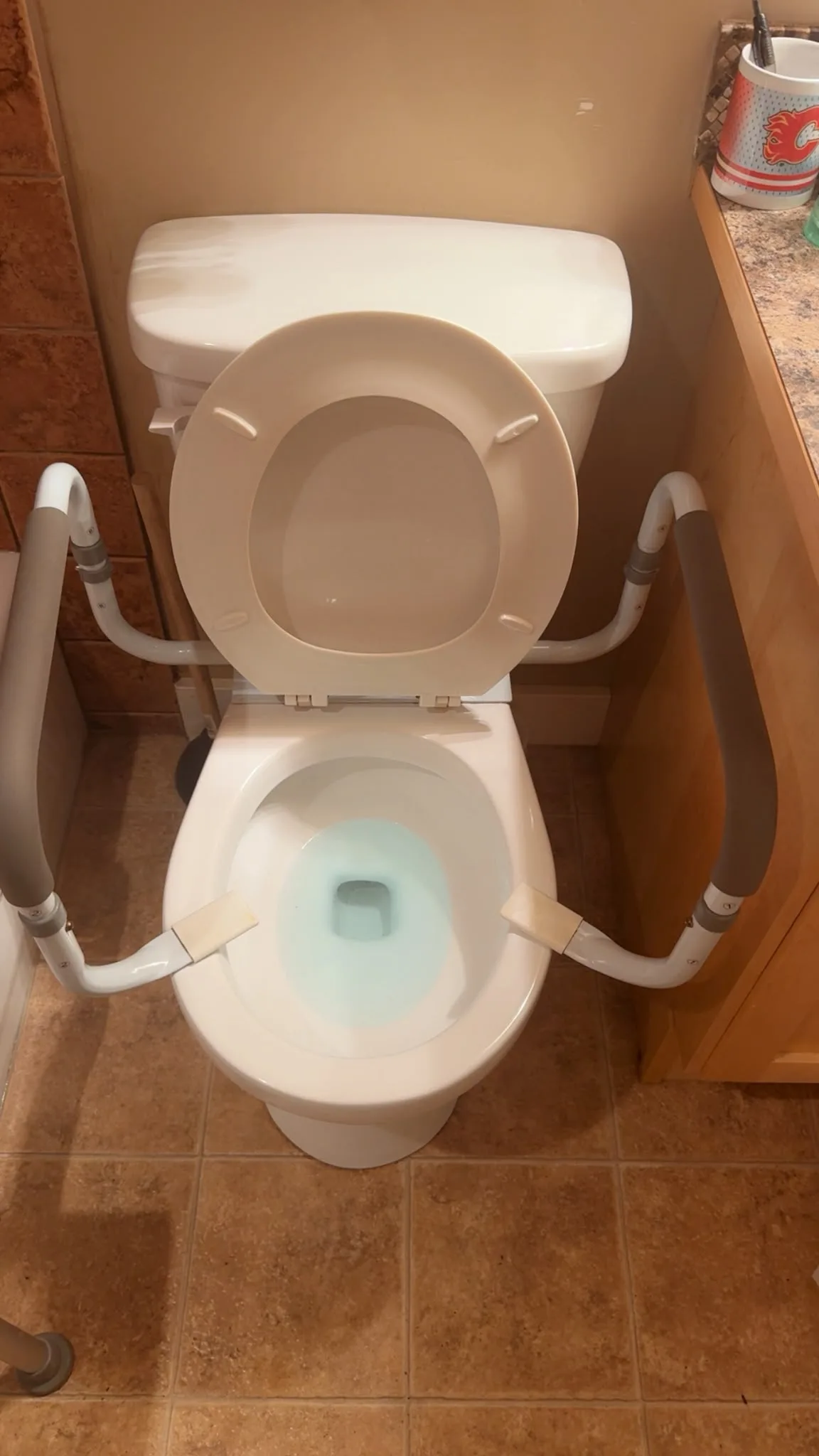 Bathroom sanitizing before and after, after